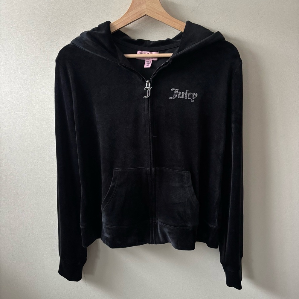 Juicy Couture Classic Black Hoodie with Rhinestones